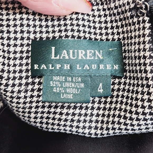 LAUREN Ralph Lauren Black White Houndstooth Tank Sheath Dress Linen Wool SZ: 4 - Picture 9 of 10
